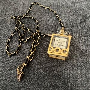 CHANEL No. 19 Gold and Black Perfume Bottle Necklace